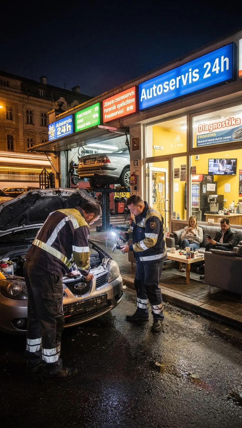 Základné nástroje a diely pripravené na bežnú údržbu a opravu osobného auta